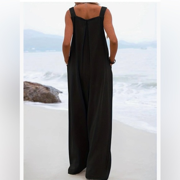 Amazon Black Wide-Leg Jumpsuit with Cross-Back Straps - Picture 2 of 6